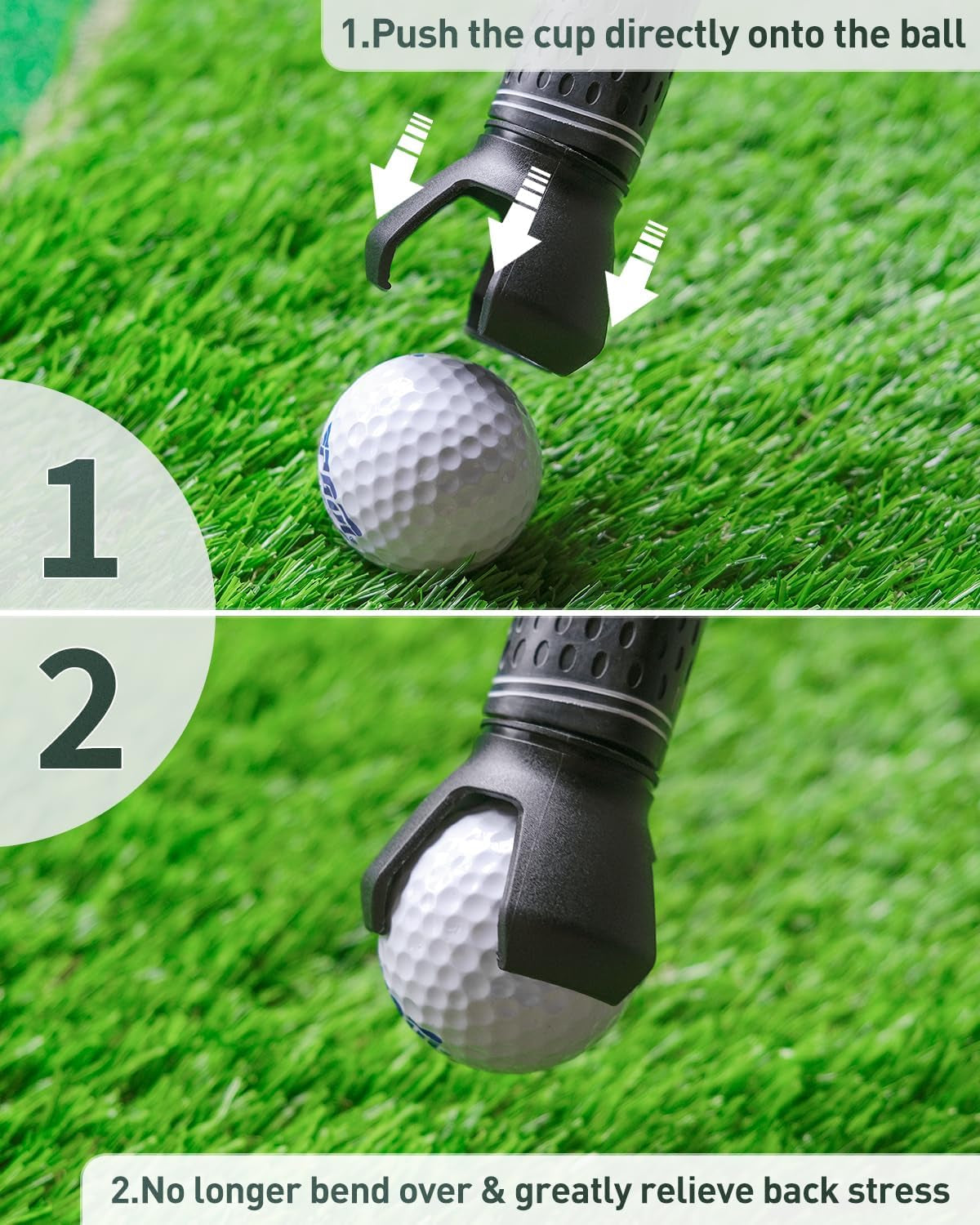 Golf Ball Retriever Grabber for Putters Golf Pick-Up Claw Portable Grip Sucker Tool Back Saver with Stainless Steel Screws (Not for Superstroke & Odyssey Grips)
