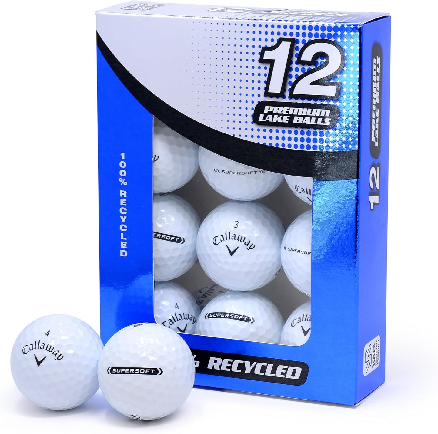Recycled Lake Golf Balls, Used Golf Balls - 12 Pack - Grade a for Callaway Supersoft Golf Balls