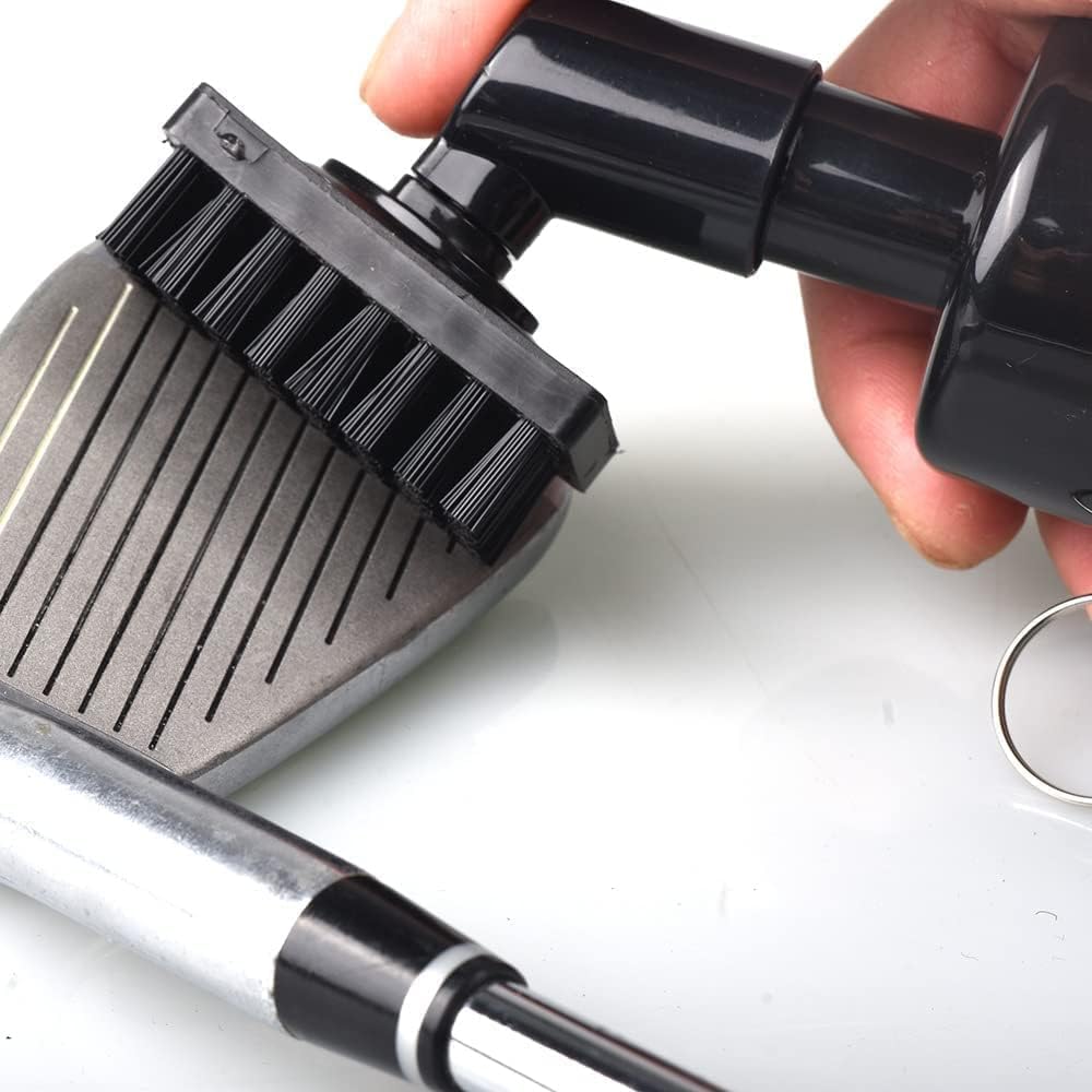 Golf Club Brush Groove Cleaner with Built-In Water Spray and Hook, Groove Cleaning Brush for Golf Ball Club Wet Scrub, Ball Cleaner with Extrusion Water Bottle, Gift for Men