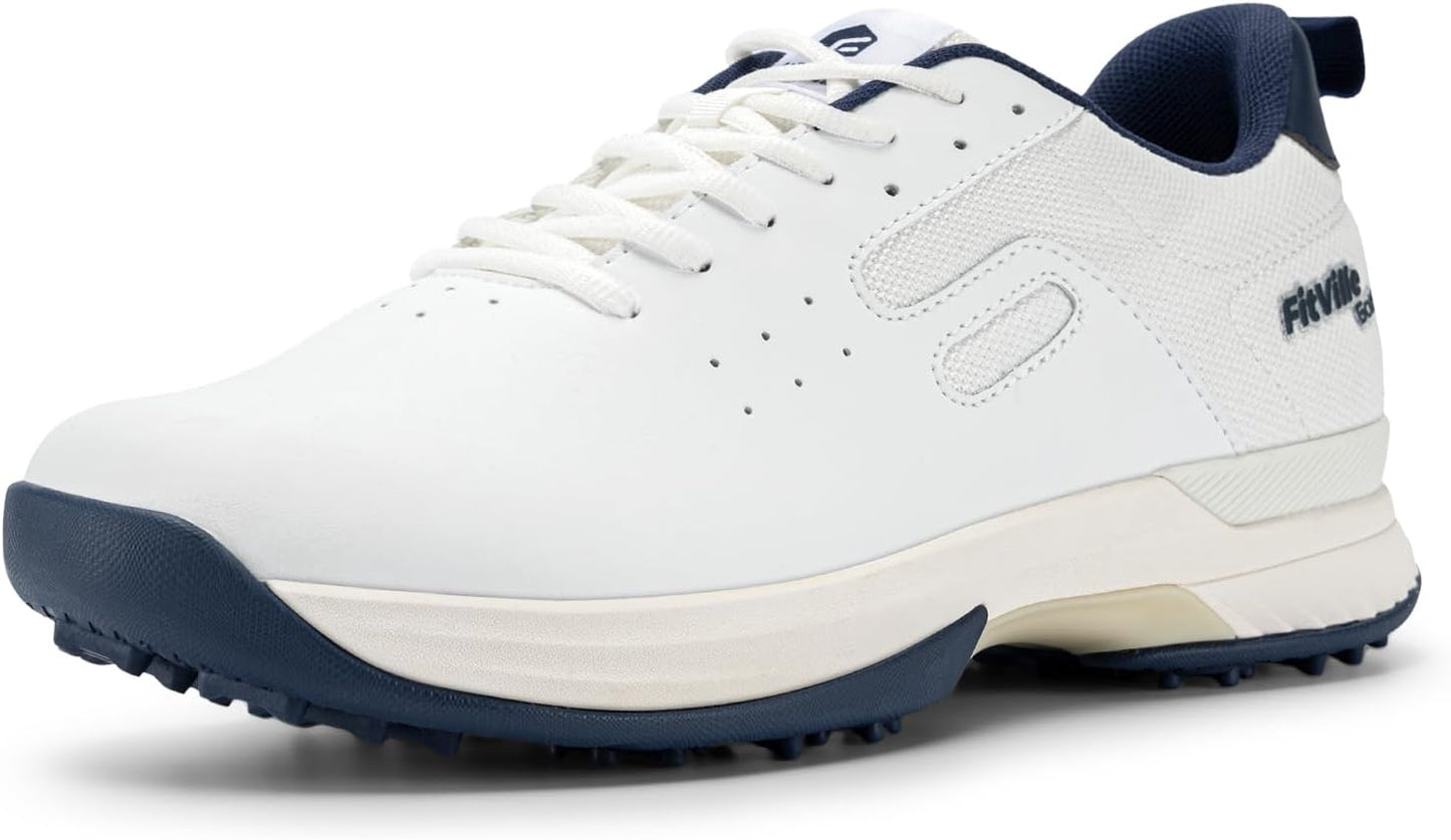 Mens Golf Shoes Extra Wide Fit Casual Sneakers Water Resistant Non Slip Outdoor Spiked Trainers for Golf Training