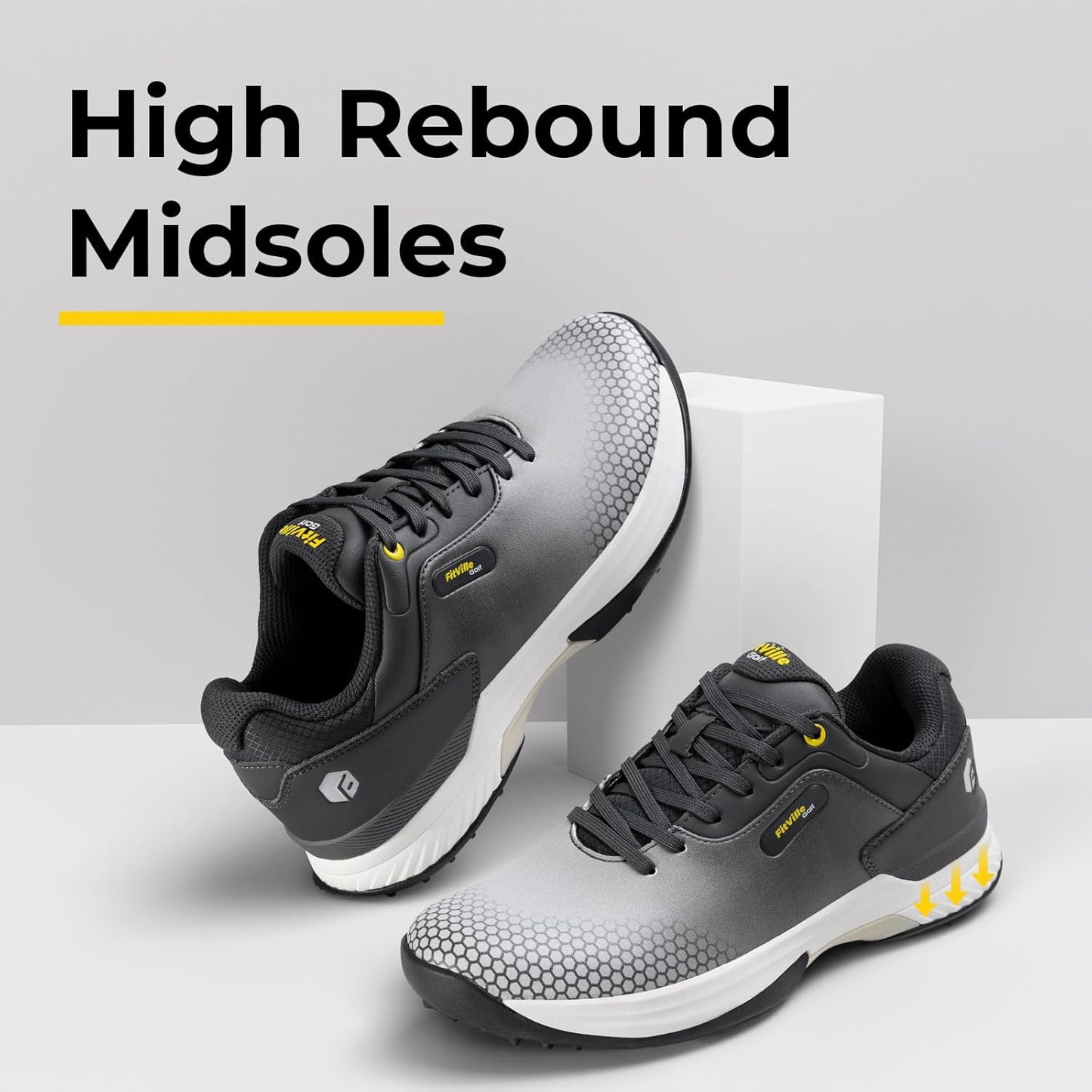 Mens Golf Shoes Extra Wide Fit Casual Sneakers Water Resistant Non Slip Outdoor Spiked Trainers for Golf Training