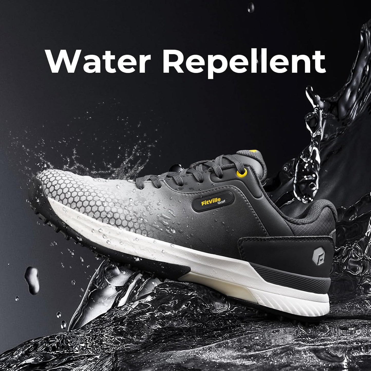 Mens Golf Shoes Extra Wide Fit Casual Sneakers Water Resistant Non Slip Outdoor Spiked Trainers for Golf Training