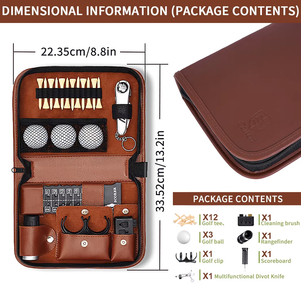 Golf Accessories Set with Hi-End Case, Golf Balls, Rangefinder, Golf Tees, Brush, Scorer,Golf Gifts for Men and Women