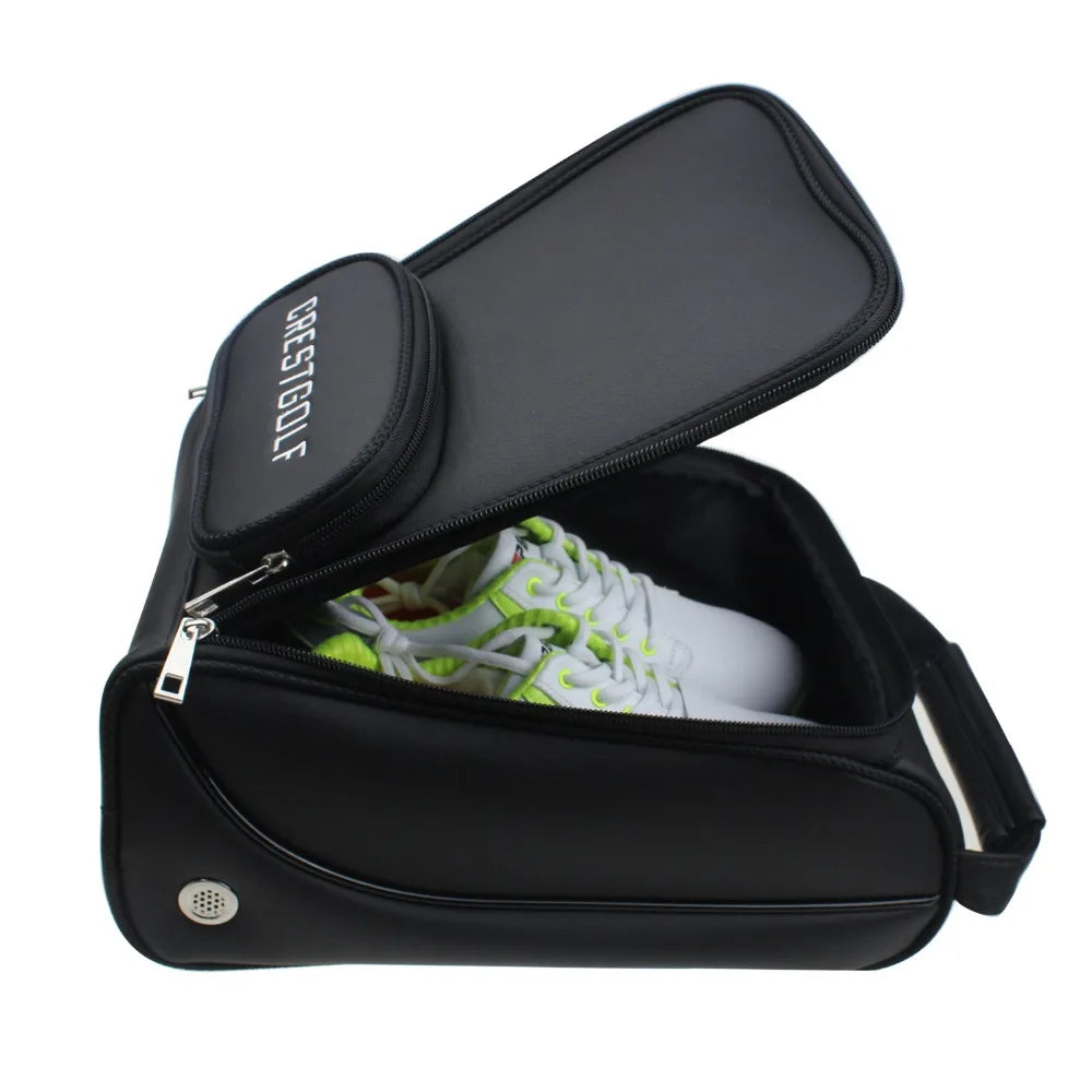Women and Men'S Golf Shoes Bag PU Leather Portable Golf Sports Shoes Bag