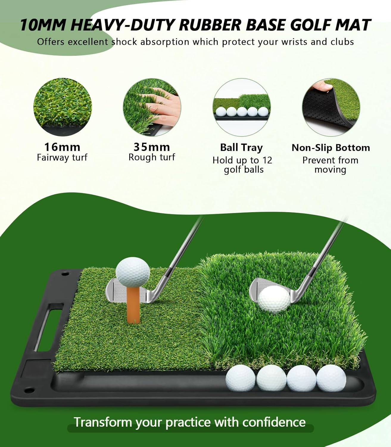Golf Net: 10X7Ft Golf Hitting Practice Net for Backyard Driving Chipping Swing Training with Non-Slip Heavy-Duty Base Hitting Mat for Indoor or Outdoor Use, Gifts for Men Dad Husband Boys and Golfers