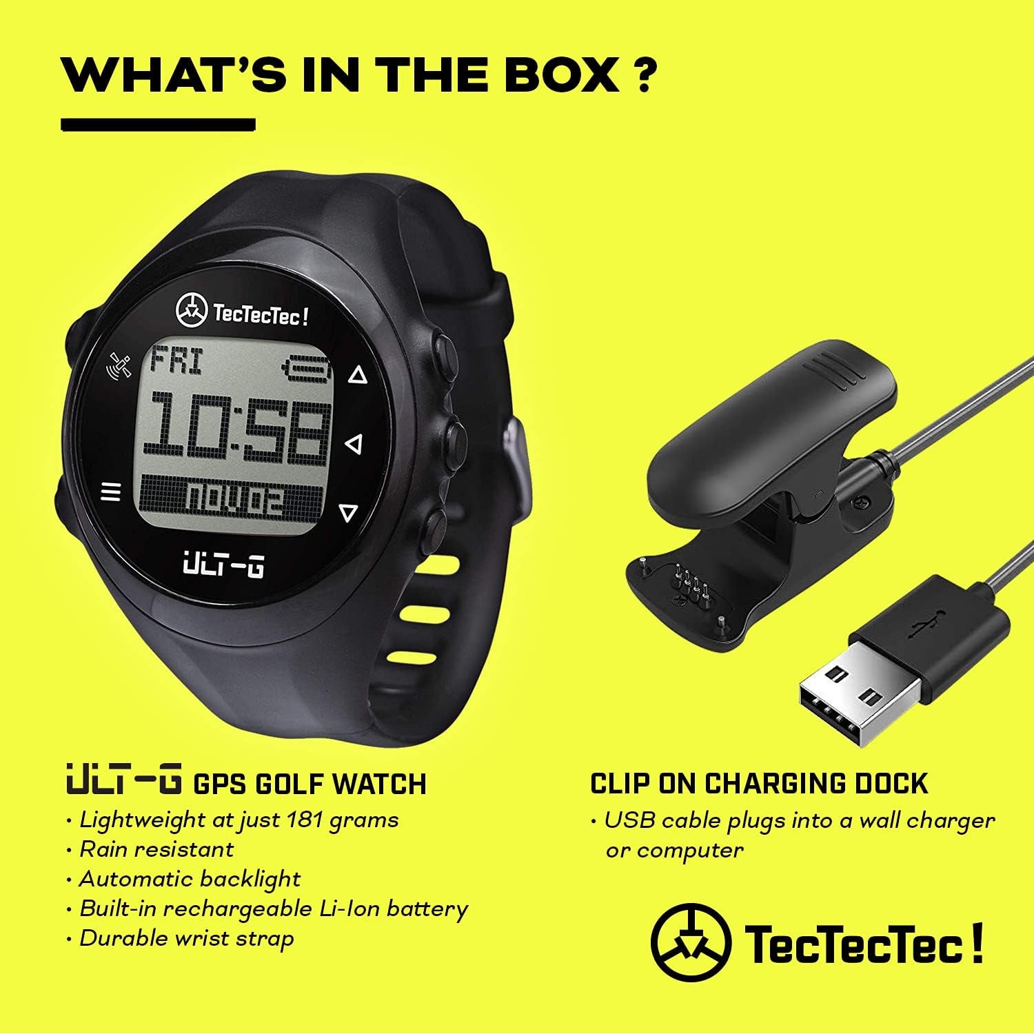 ULT-G Golf GPS Watch, Preloaded Worldwide Courses, Lightweight, Simple, Easy-To-Use Golf Watches