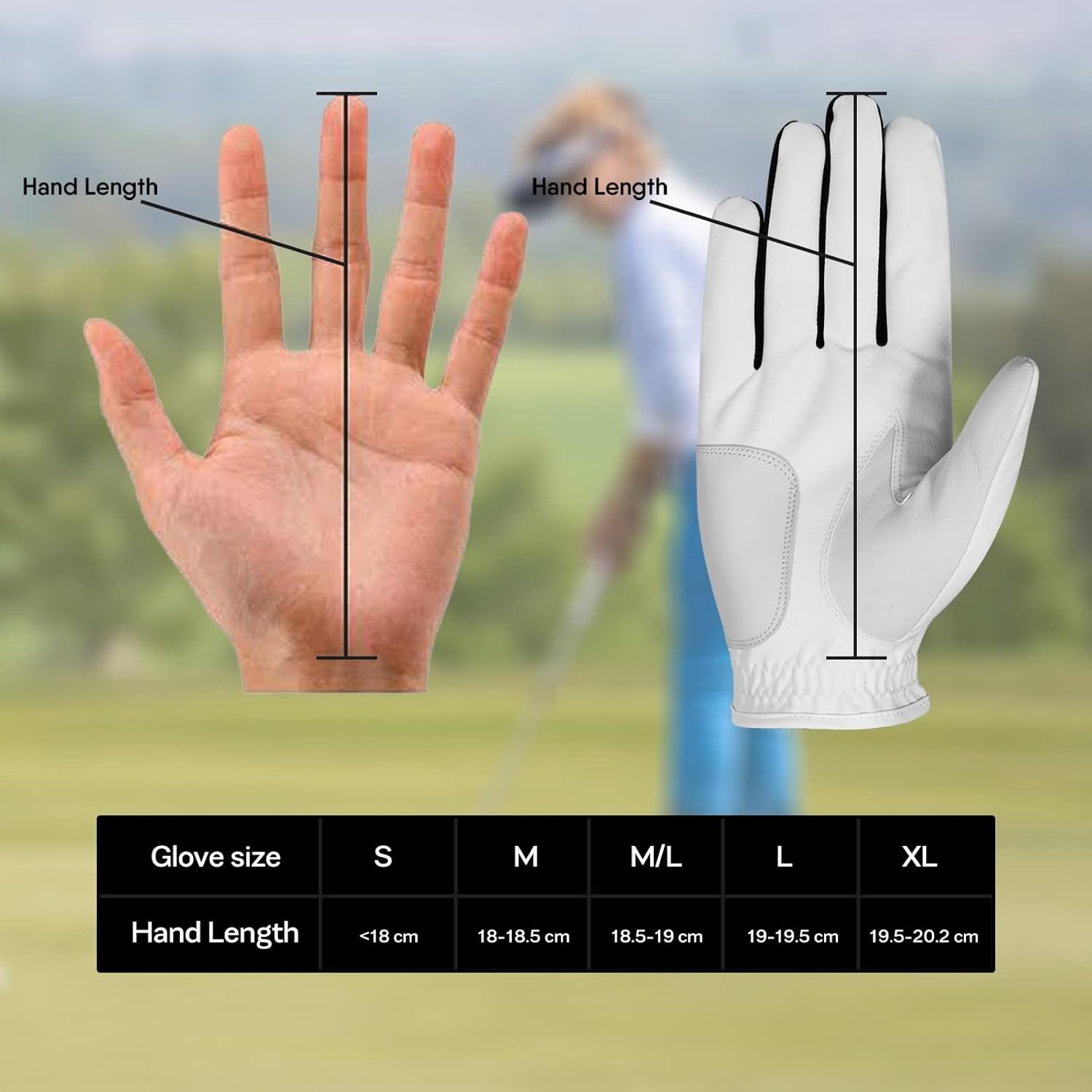 Golf Glove Men'S Durable Premium Leather Left Hand Right All Weather Grip Golfer Gloves Non Slip Flexible Golfing