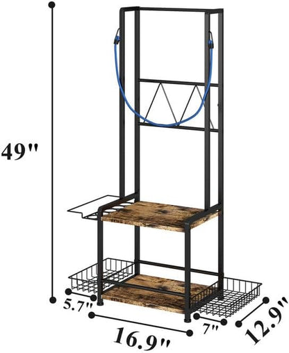 Golf Bag Storage Garage Organizer, Golf Bag Stand Fit for 2 Golf Bags, Golf Equipment Accessories, Golf Bag Storage Rack with Wheels for Garage, Club, Shed, Basement