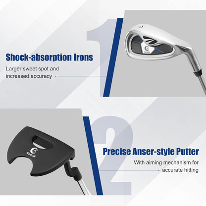 Golf Club Set, Complete Right Handed Golf Clubs Set with 460Cc Alloy Driver, 3# Fairway Wood, 4# Hybrid, 6#, 7#, 8#, 9# & P# Irons, Free Putter and Stand Bag, Adult Golf Package Sets