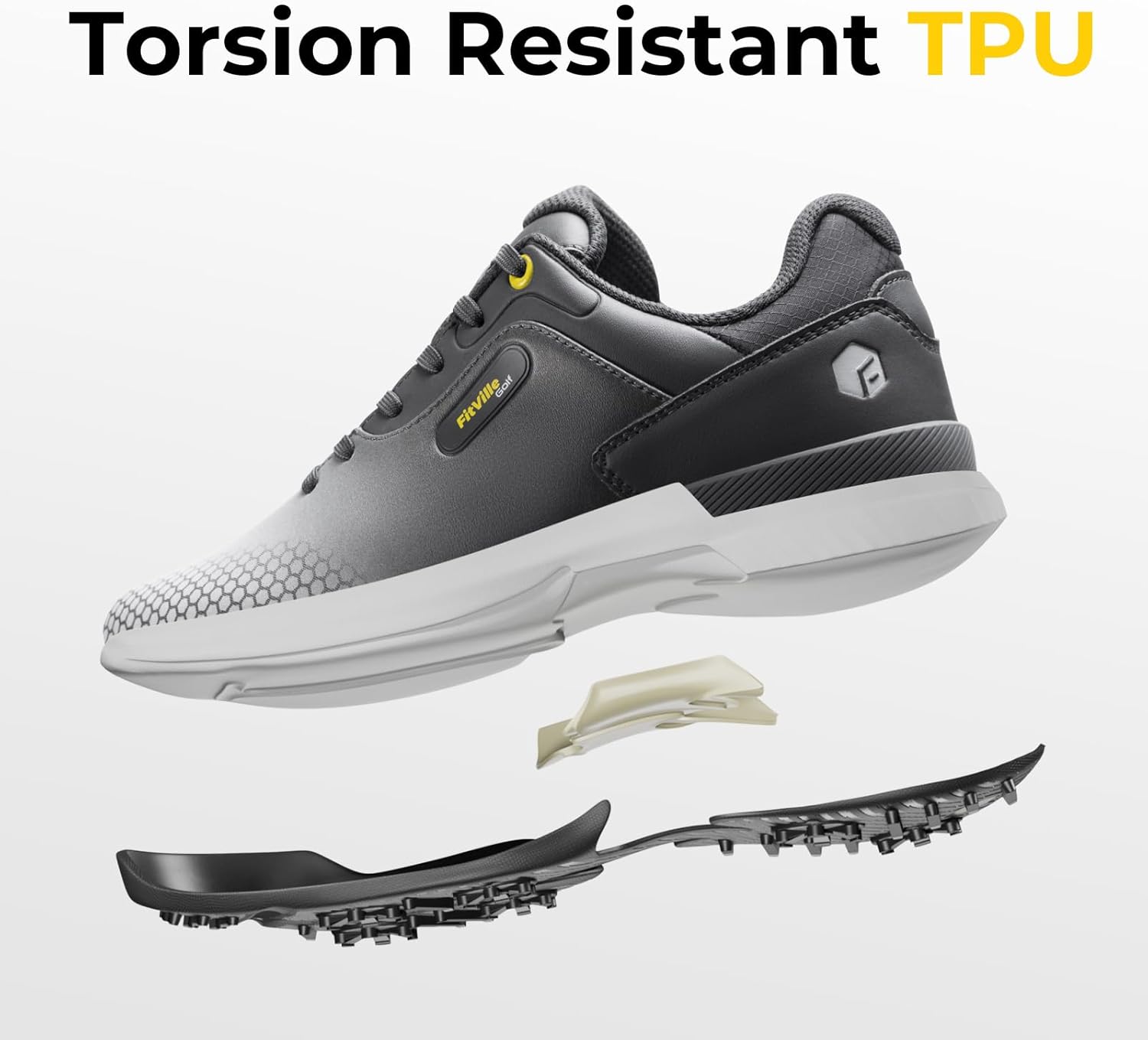 Mens Golf Shoes Extra Wide Fit Casual Sneakers Water Resistant Non Slip Outdoor Spiked Trainers for Golf Training