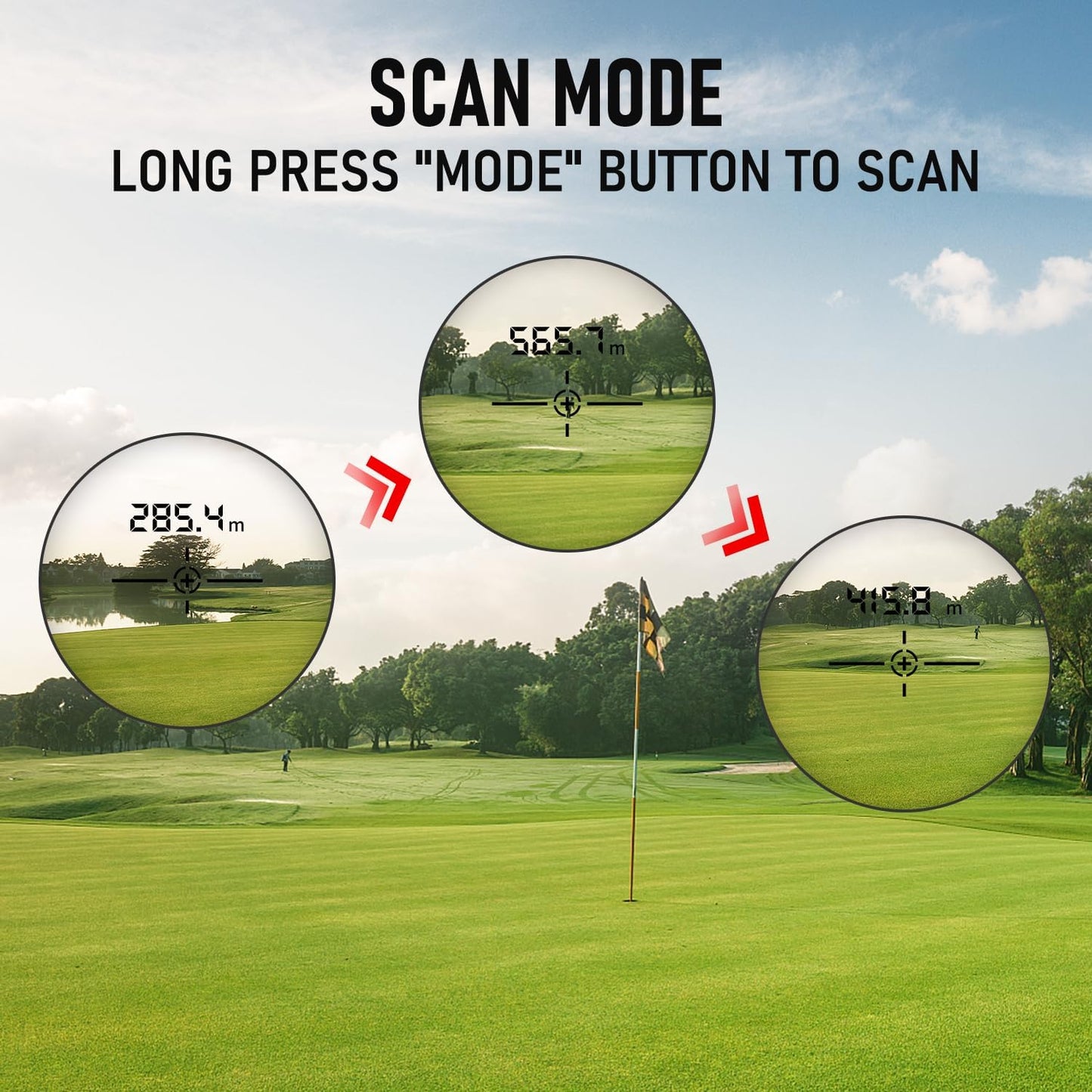 Golf Rangefinder Laser Rangefinder for Golf & Hunting with Slope Switch, Flag Pole Locking Slope Rechargeble Range Finder Golf