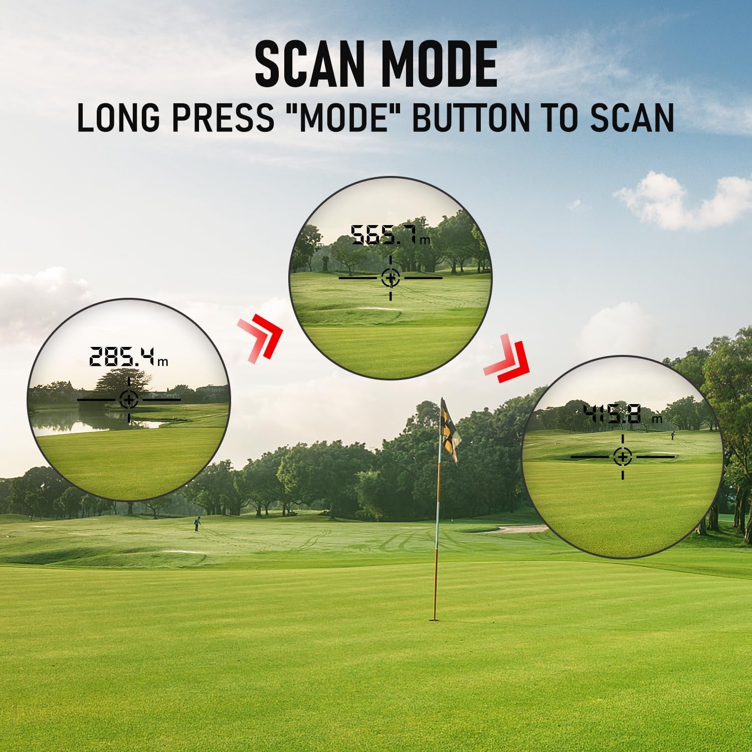 Golf Rangefinder Laser Rangefinder for Golf & Hunting with Slope Switch, Flag Pole Locking Slope Rechargeble Range Finder Golf