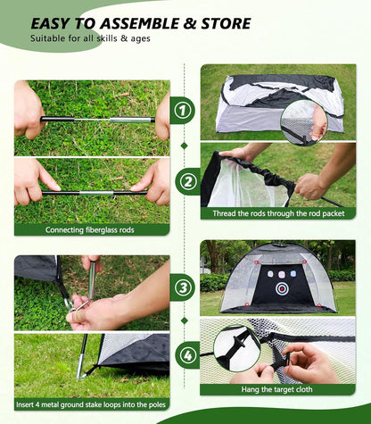 Golf Net: 10X7Ft Golf Hitting Practice Net for Backyard Driving Chipping Swing Training with Non-Slip Heavy-Duty Base Hitting Mat for Indoor or Outdoor Use, Gifts for Men Dad Husband Boys and Golfers