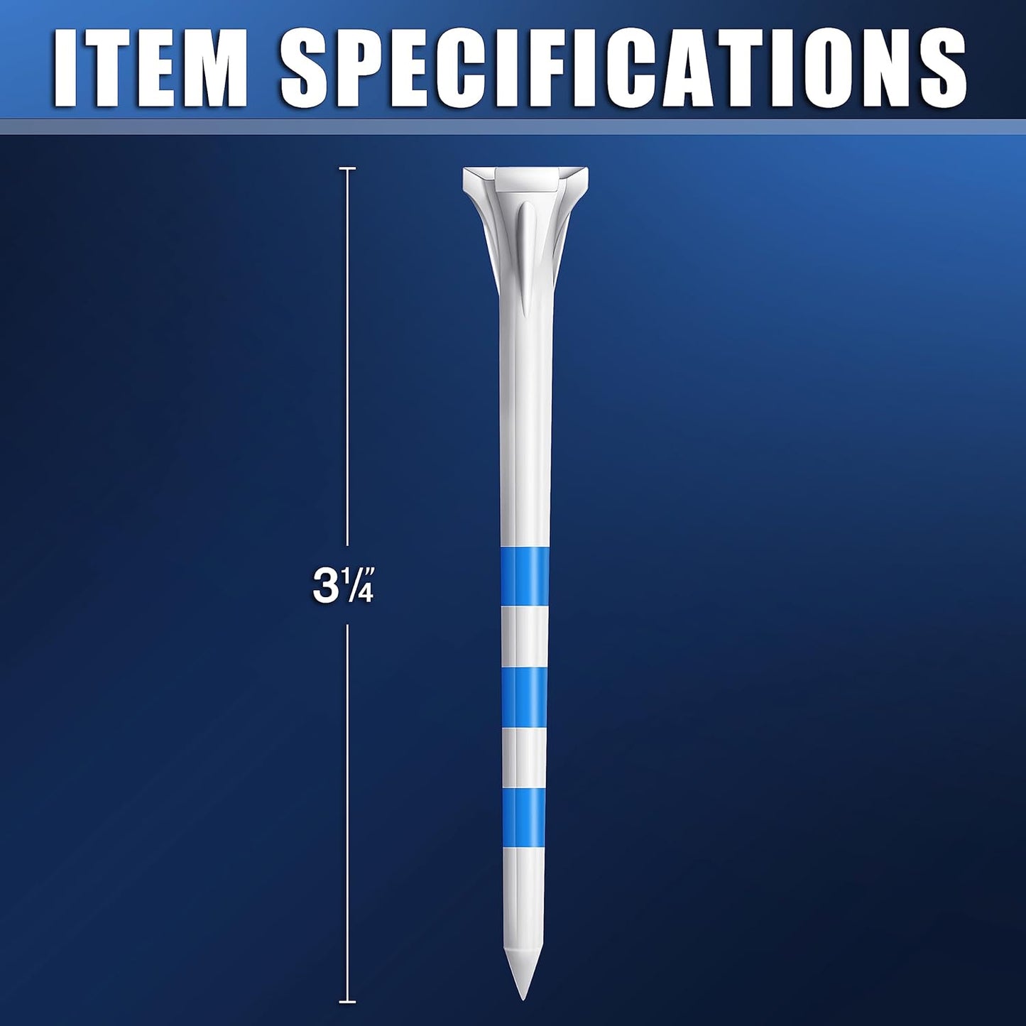 83Mm 3-1/4" Premium 3 Prongs Golf Tees 50Pack/100 Pack Selectable - Improve Swing Accuracy - Low Friction and Resistance Golf Plastic Tees