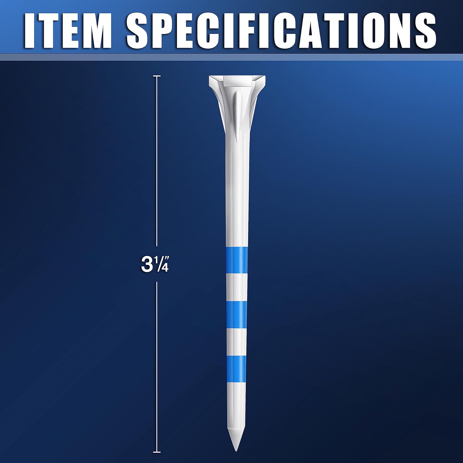 83Mm 3-1/4" Premium 3 Prongs Golf Tees 50Pack/100 Pack Selectable - Improve Swing Accuracy - Low Friction and Resistance Golf Plastic Tees