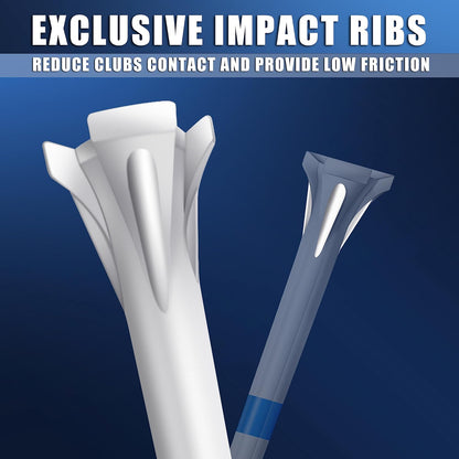 83Mm 3-1/4" Premium 3 Prongs Golf Tees 50Pack/100 Pack Selectable - Improve Swing Accuracy - Low Friction and Resistance Golf Plastic Tees