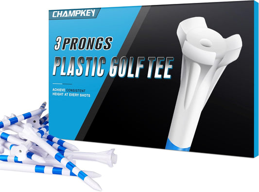 83Mm 3-1/4" Premium 3 Prongs Golf Tees 50Pack/100 Pack Selectable - Improve Swing Accuracy - Low Friction and Resistance Golf Plastic Tees