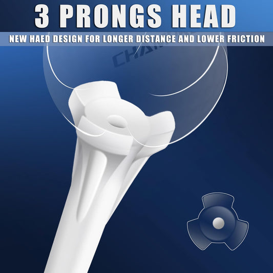 83Mm 3-1/4" Premium 3 Prongs Golf Tees 50Pack/100 Pack Selectable - Improve Swing Accuracy - Low Friction and Resistance Golf Plastic Tees