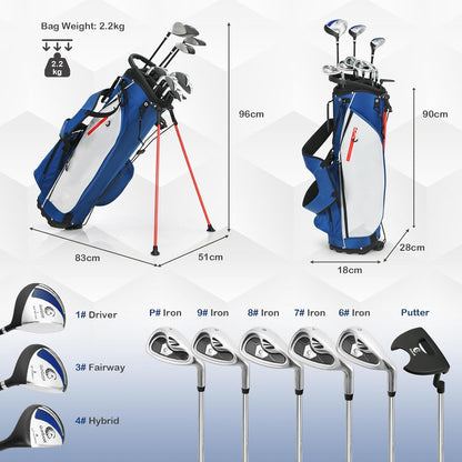 Golf Club Set, Complete Right Handed Golf Clubs Set with 460Cc Alloy Driver, 3# Fairway Wood, 4# Hybrid, 6#, 7#, 8#, 9# & P# Irons, Free Putter and Stand Bag, Adult Golf Package Sets
