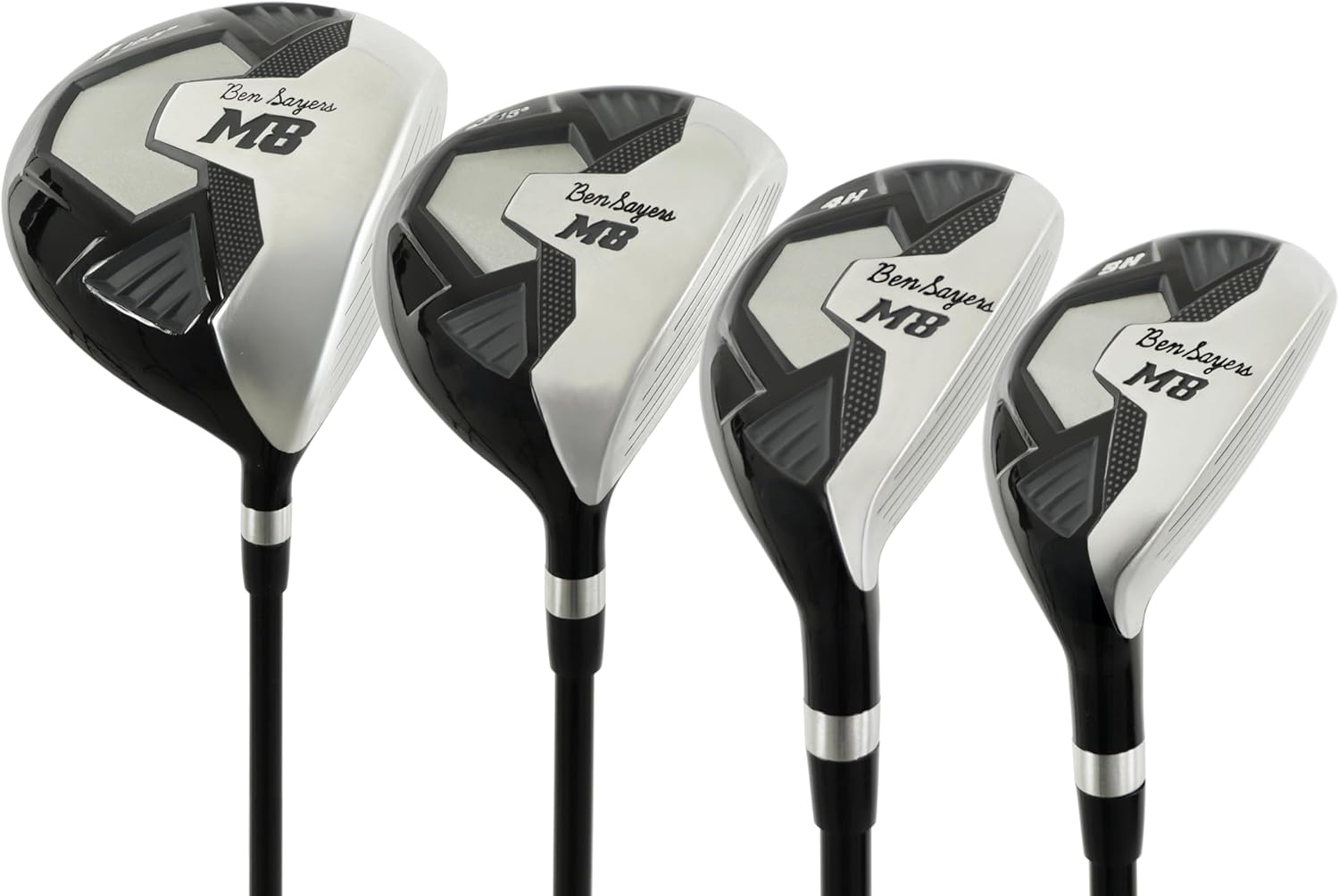 M8 13-Piece Golf Package Set | Complete Mens Set | Full 12 Clubs Graphite/Steel Shafts with Stand Bag | Driver, Woods, Hybrids, Irons, Wedges & Putter