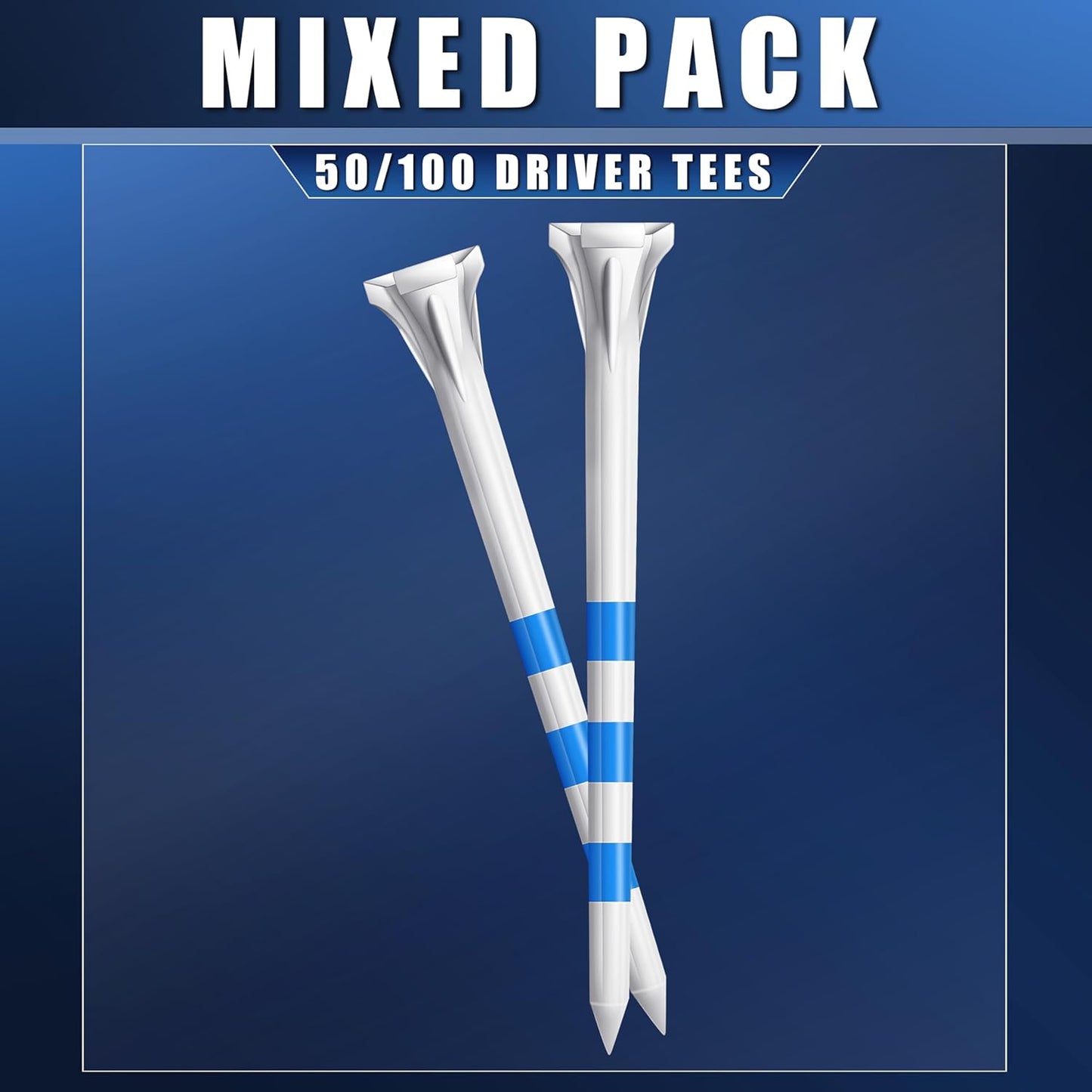 83Mm 3-1/4" Premium 3 Prongs Golf Tees 50Pack/100 Pack Selectable - Improve Swing Accuracy - Low Friction and Resistance Golf Plastic Tees
