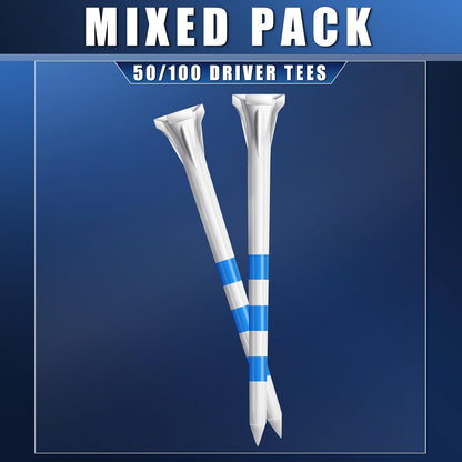 83Mm 3-1/4" Premium 3 Prongs Golf Tees 50Pack/100 Pack Selectable - Improve Swing Accuracy - Low Friction and Resistance Golf Plastic Tees