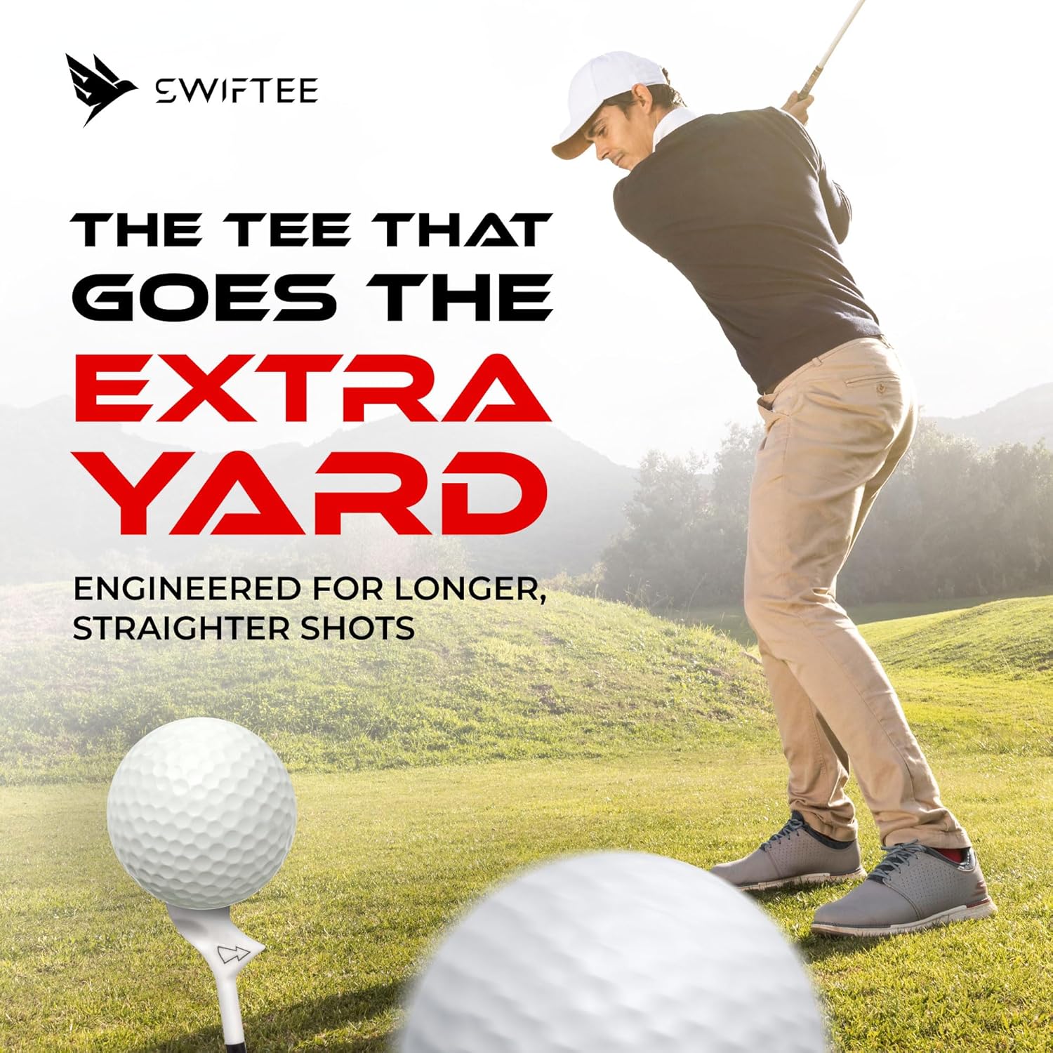 Premium 10 Degree Golf Tees for Driver or Iron - Help Reduce Spin & Slice, Improve Distance & Precision (Pack of 10 Tees)