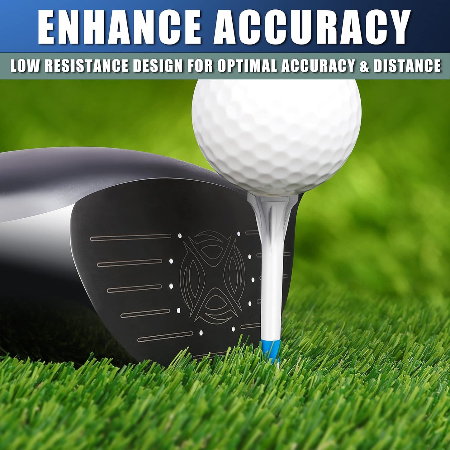 83Mm 3-1/4" Premium 3 Prongs Golf Tees 50Pack/100 Pack Selectable - Improve Swing Accuracy - Low Friction and Resistance Golf Plastic Tees