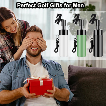 Golf Club Brush Groove Cleaner with Built-In Water Spray and Hook, Groove Cleaning Brush for Golf Ball Club Wet Scrub, Ball Cleaner with Extrusion Water Bottle, Gift for Men