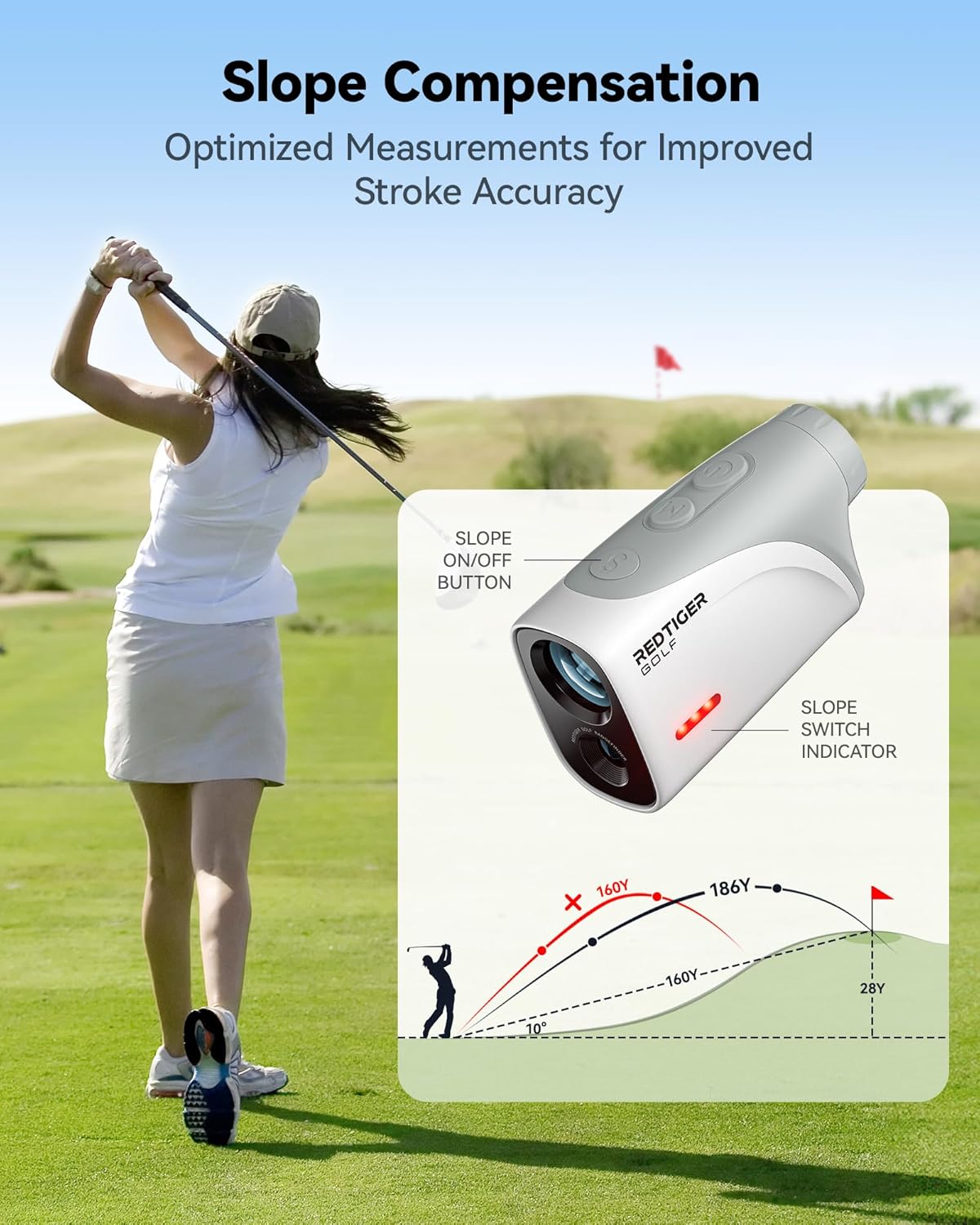 Mini Golf Range Finder with 1200 Yards, IP65 Range Finder Golf with Slope Switch, 7X Magnification, Magnetic & Rechargeable Golf Rangefinder, Flag Pole Lock Vibration