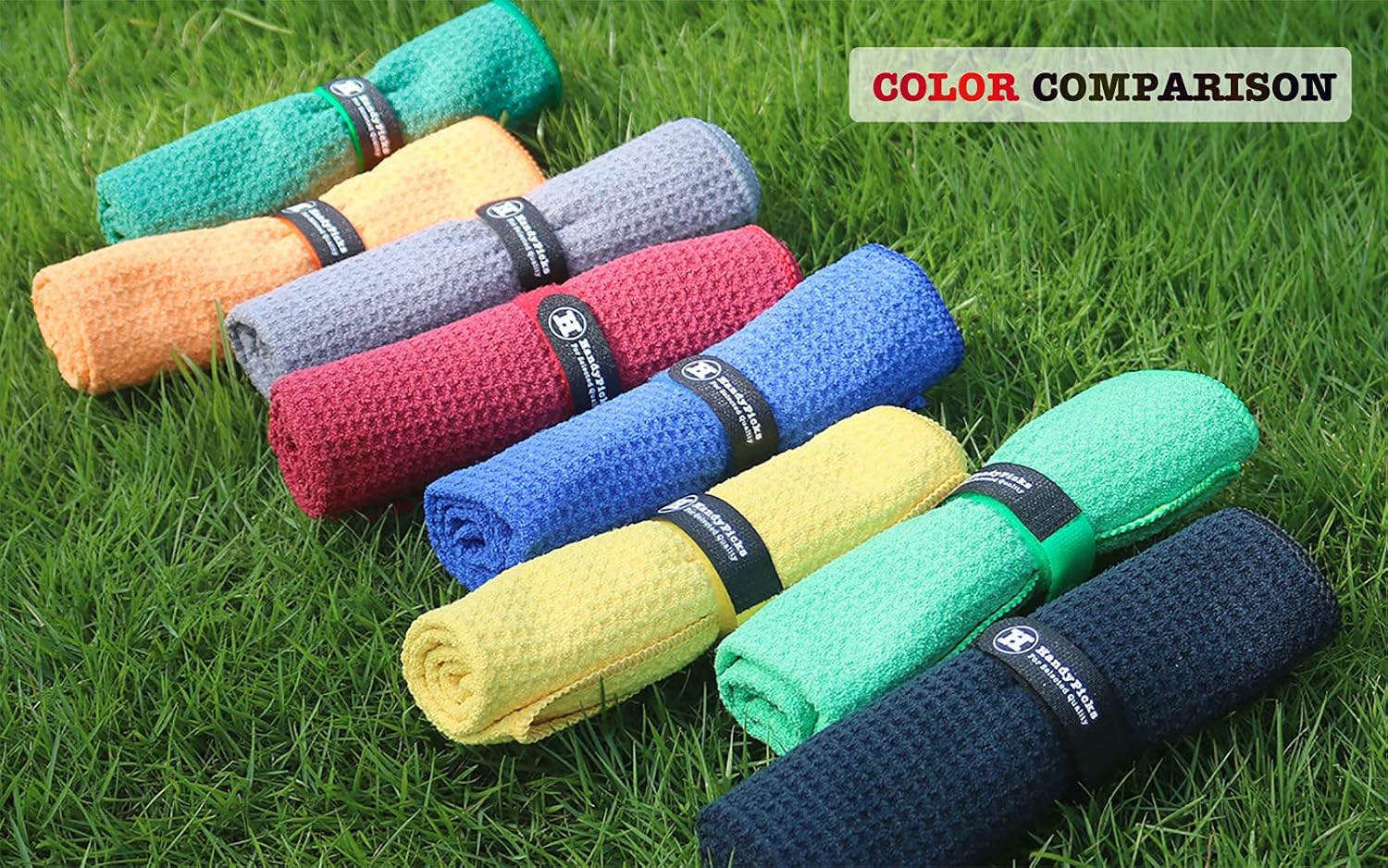 Microfiber Golf Towel (40 X 40CM) with Carabiner Clip, Waffle Pattern Golf Towel Hook and Loop Fastener - the Convenient Golf Cleaning Towel (Black/Grey/Red)