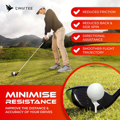 Premium 10 Degree Golf Tees for Driver or Iron - Help Reduce Spin & Slice, Improve Distance & Precision (Pack of 10 Tees)