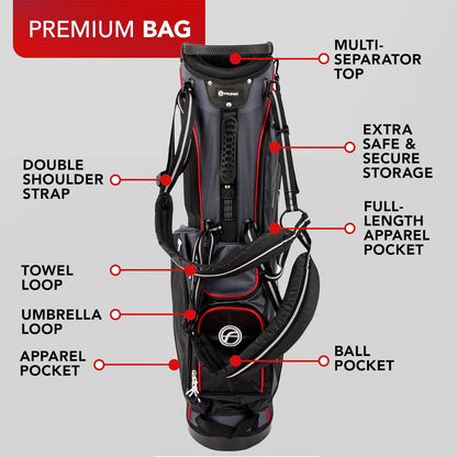 CTRX by American Golf, Golf Clubs Set with Stand Bag, Driver, Fairway Wood, Hybrid, Oversize Irons, Mallet Putter - All-Weather Grips, Dual Strap Carry Bag - for Beginners & Experienced Players