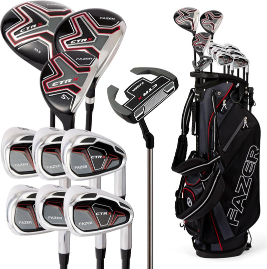 CTRX by American Golf, Golf Clubs Set with Stand Bag, Driver, Fairway Wood, Hybrid, Oversize Irons, Mallet Putter - All-Weather Grips, Dual Strap Carry Bag - for Beginners & Experienced Players