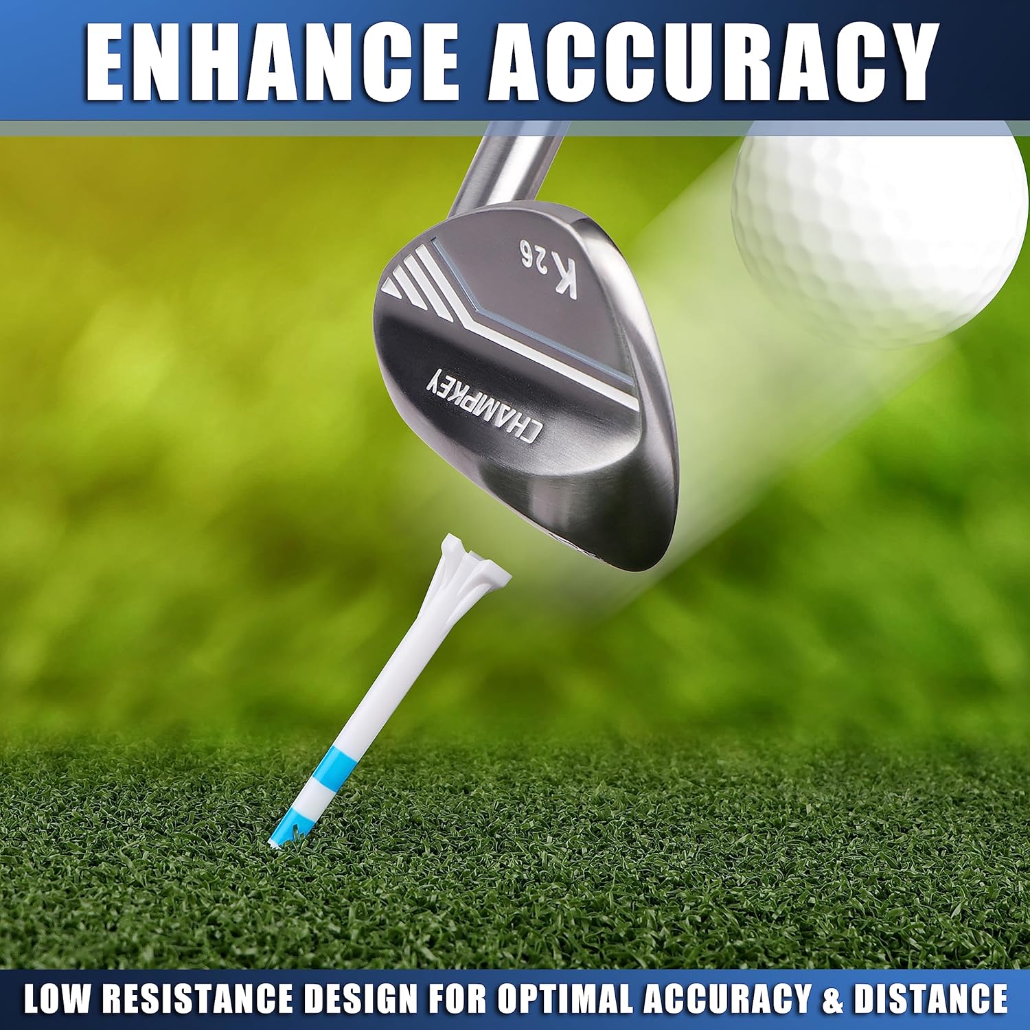 83Mm 3-1/4" Premium 3 Prongs Golf Tees 50Pack/100 Pack Selectable - Improve Swing Accuracy - Low Friction and Resistance Golf Plastic Tees