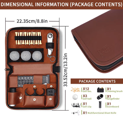Golf Accessories Set with Hi-End Case, Golf Balls, Rangefinder, Golf Tees, Brush, Scorer,Golf Gifts for Men and Women