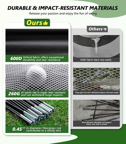 Golf Net: 10X7Ft Golf Hitting Practice Net for Backyard Driving Chipping Swing Training with Non-Slip Heavy-Duty Base Hitting Mat for Indoor or Outdoor Use, Gifts for Men Dad Husband Boys and Golfers