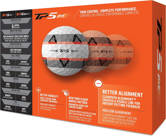 TM21 TP5 Pix Golf Balls 12 Ball Pack White