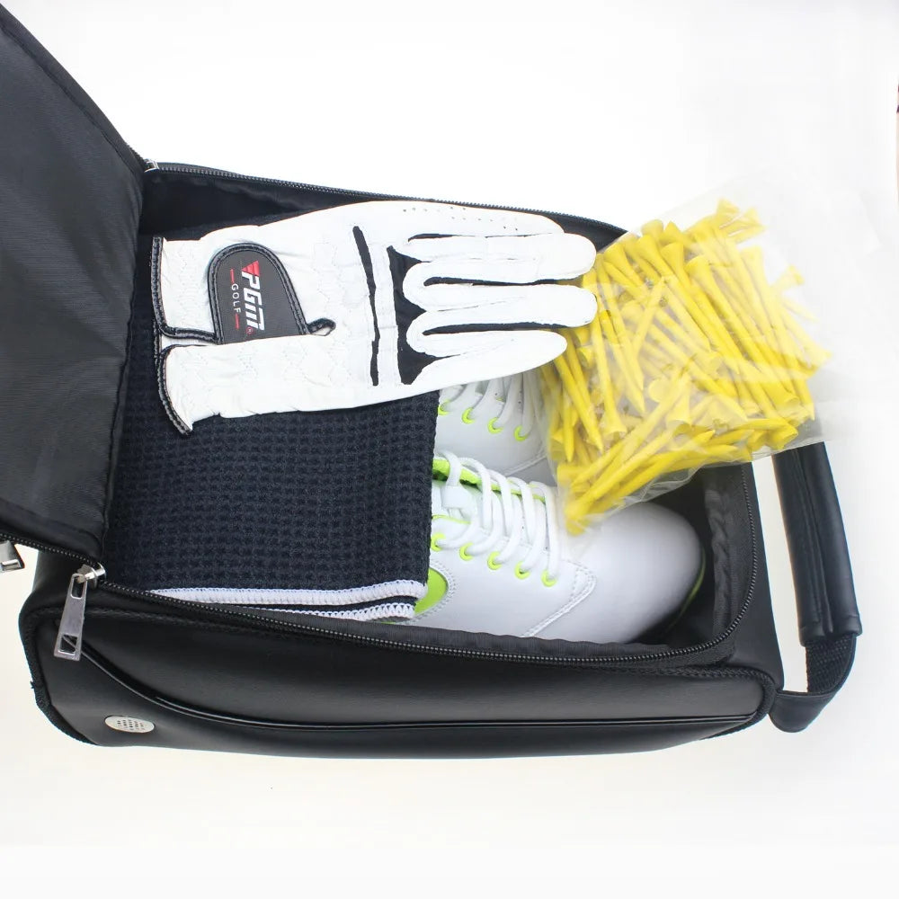 Women and Men'S Golf Shoes Bag PU Leather Portable Golf Sports Shoes Bag