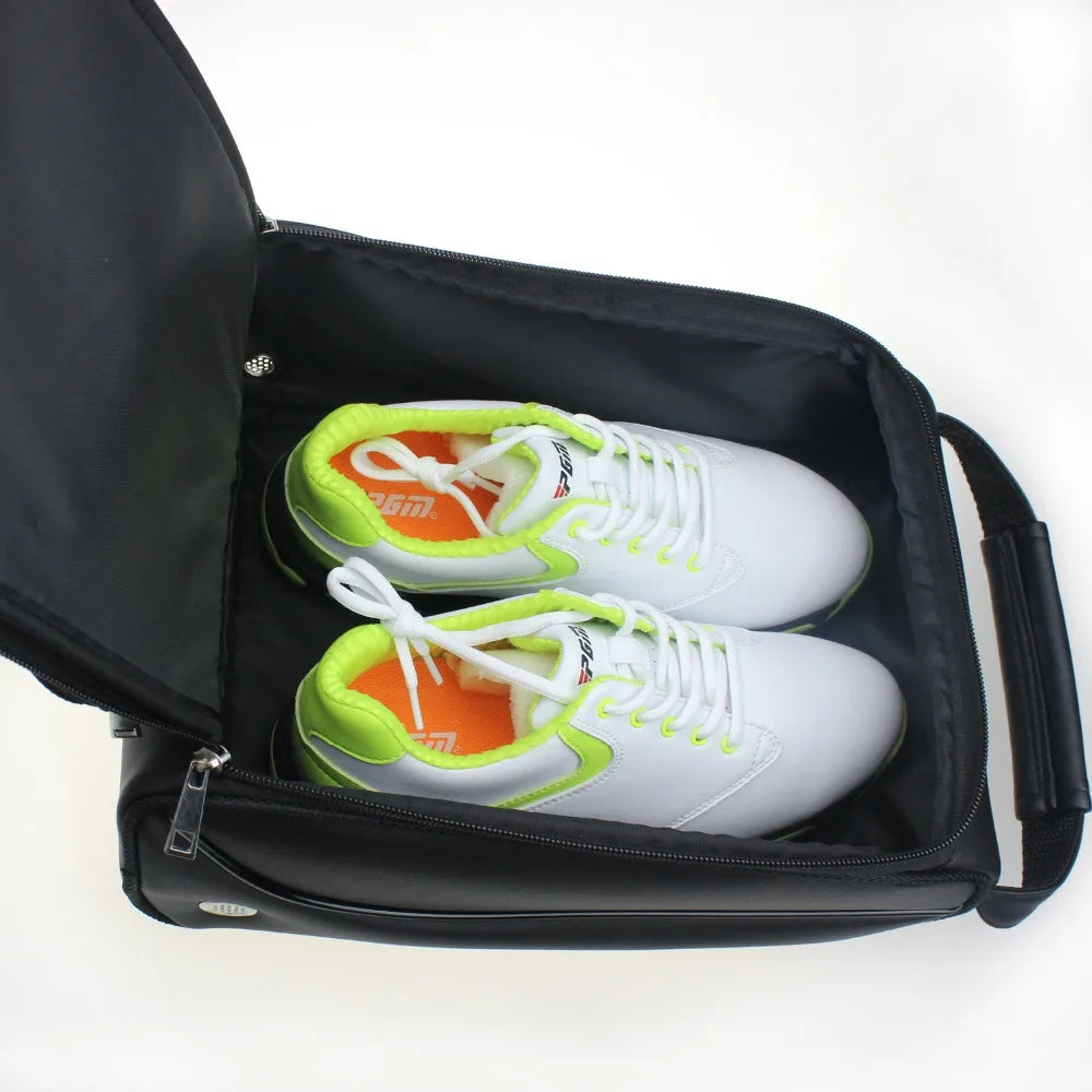 Women and Men'S Golf Shoes Bag PU Leather Portable Golf Sports Shoes Bag