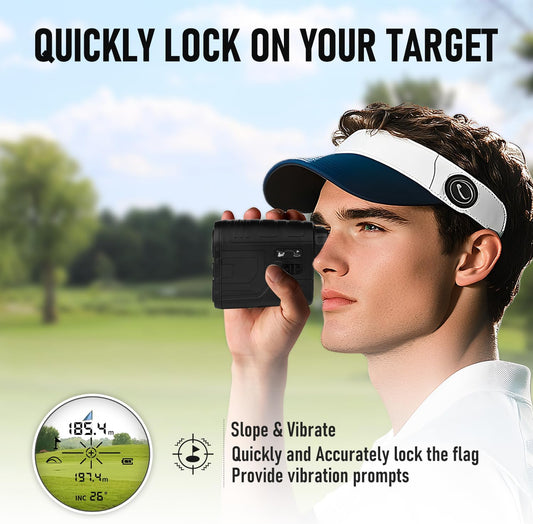 Golf Rangefinder Laser Rangefinder for Golf & Hunting with Slope Switch, Flag Pole Locking Slope Rechargeble Range Finder Golf