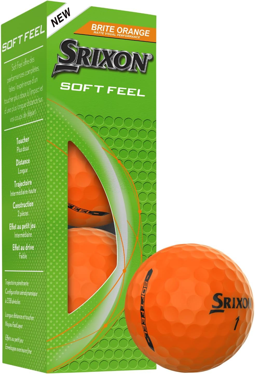 SOFT FEEL BRITE - High Visibility and Ultra-Soft Feel Golf Balls | Long Distance and Stable Trajectory | Controlled Spin and Quick Tracking | Orange/Red/Green