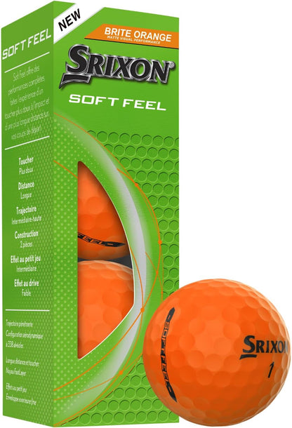 SOFT FEEL BRITE - High Visibility and Ultra-Soft Feel Golf Balls | Long Distance and Stable Trajectory | Controlled Spin and Quick Tracking | Orange/Red/Green