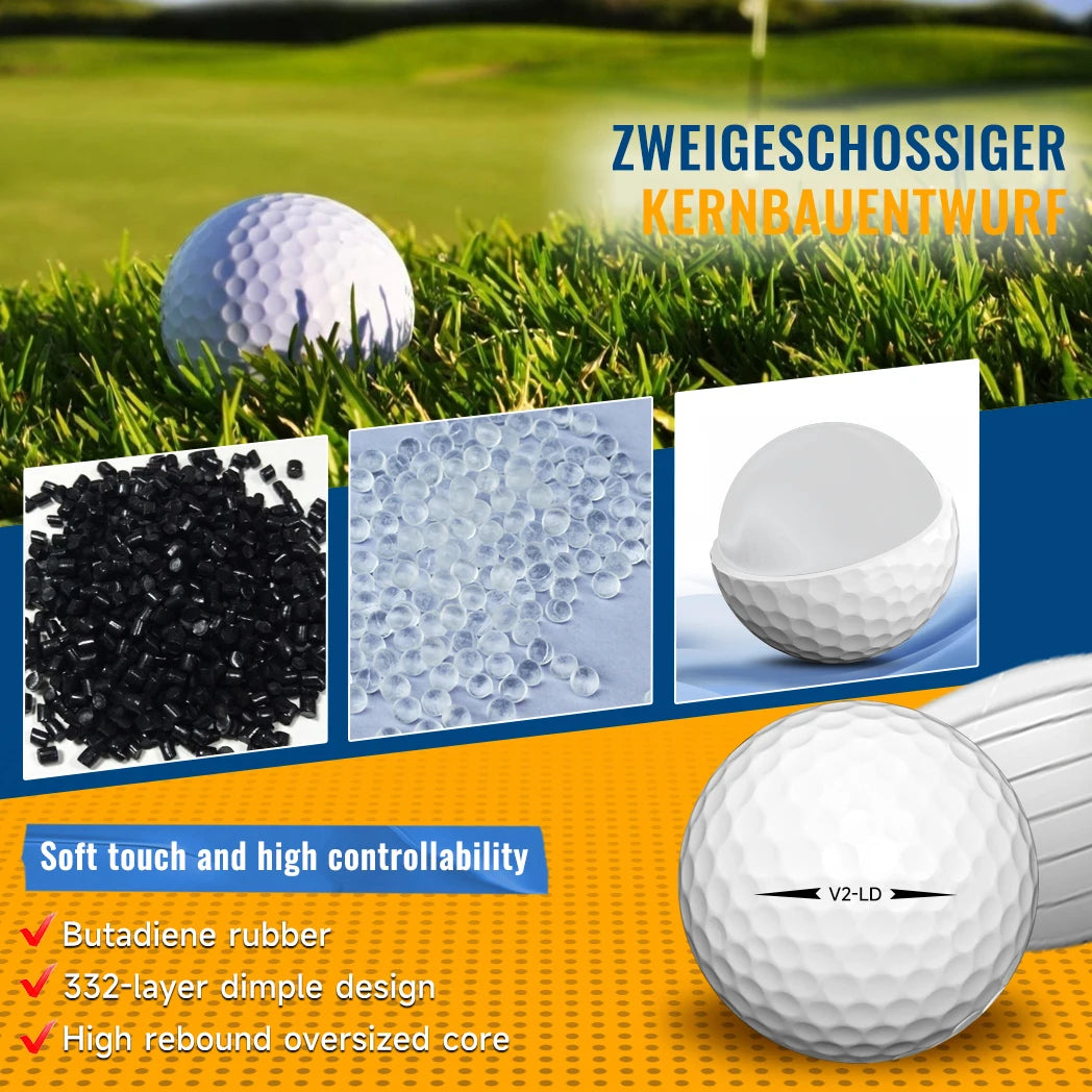 50Pcs 2-Layer Golf Balls - 332 Dimple, Max Distance, Spin Control, Durable, Precision - for Golf Training & Play